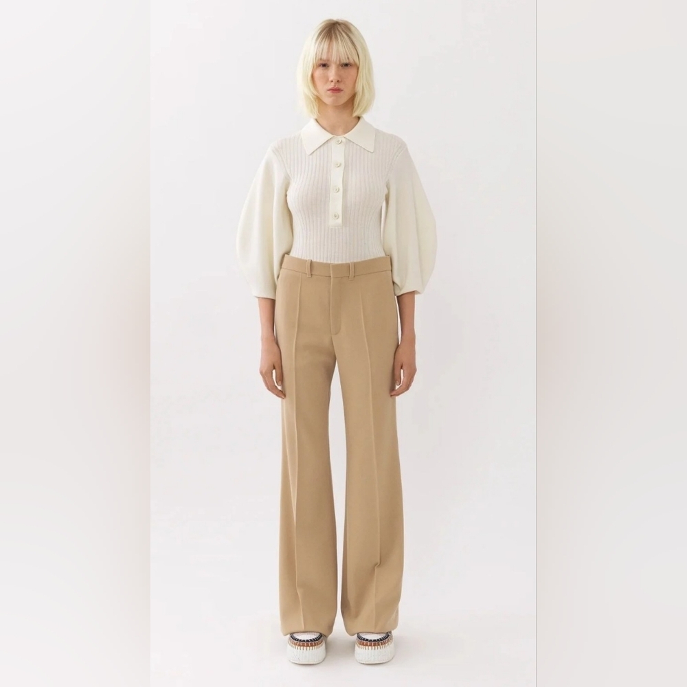 Chloé Wide Leg Pants in Wool - Beige - EU40 - Great condition